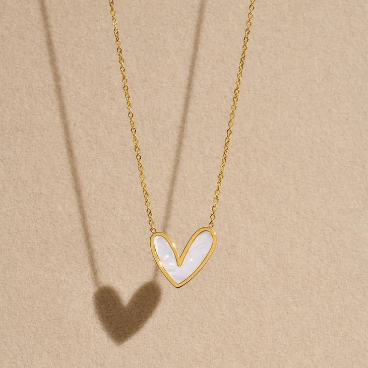 Abigail Mother of Pearl Heart Necklace